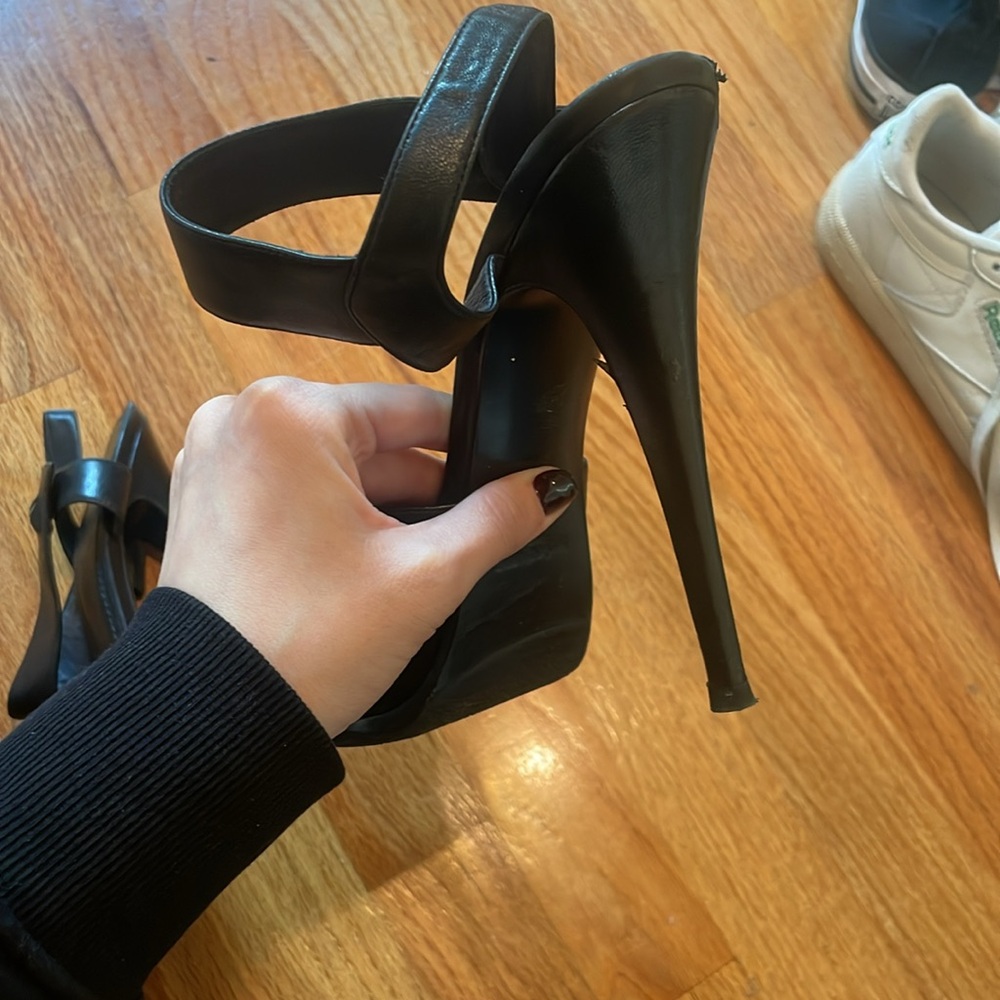 YSL tribute platform heels vintage Y2K black leather studs yves Saint Laurent - Picture 3 of 6
